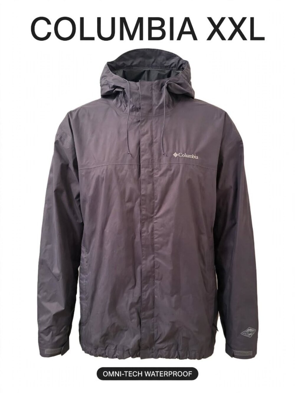 Columbia Gray OutDry Rain Jacket | Hooded Waterproof | Omni-Tech | Men's/Unisex